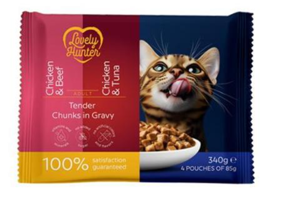 LOVELY HUNTER cat adult wet set kapsičiek pre mačky 4 x 85 g