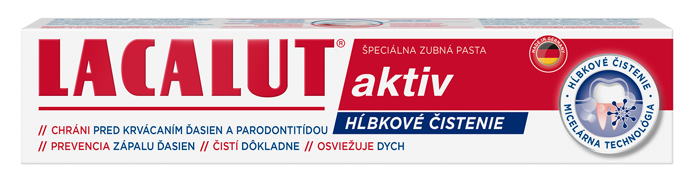 Lacalut Aktiv Hĺbkové čistenie zubná pasta micelárna technológia 75 ml