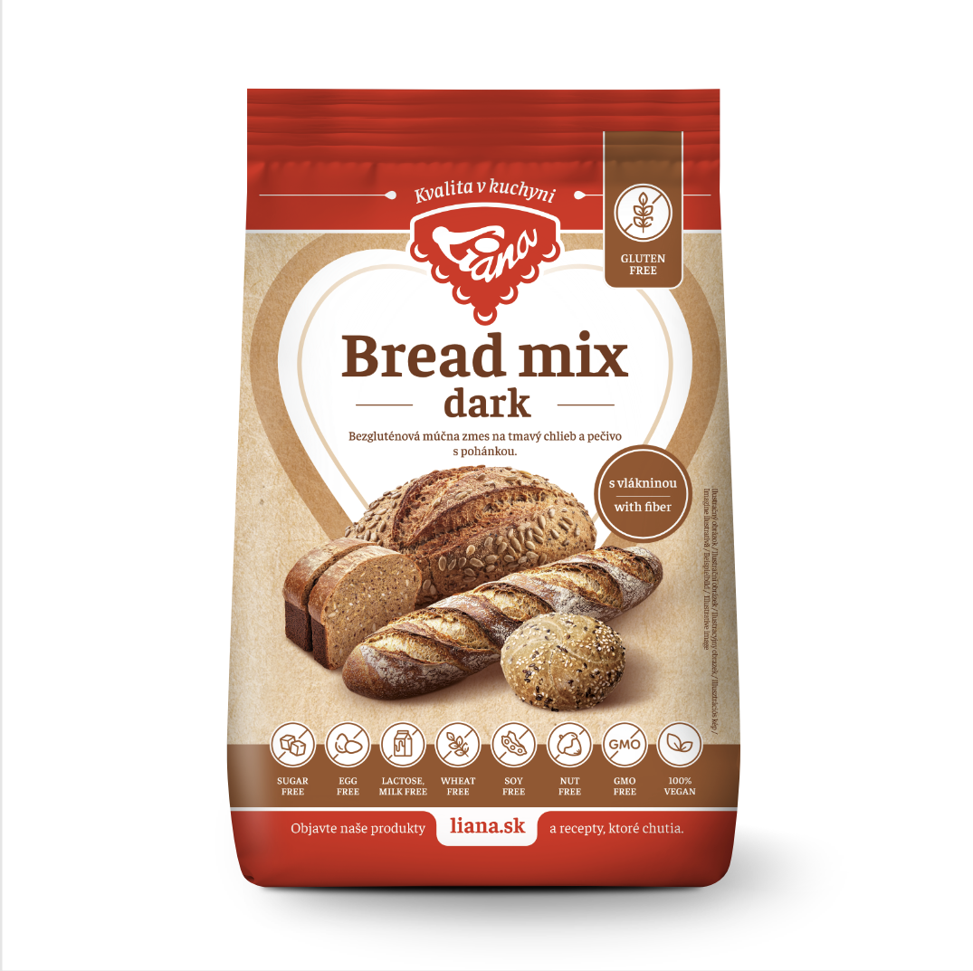 Liana Bread mix dark bezgluténová zmes na tmavý chlieb a pečivo 1000 g