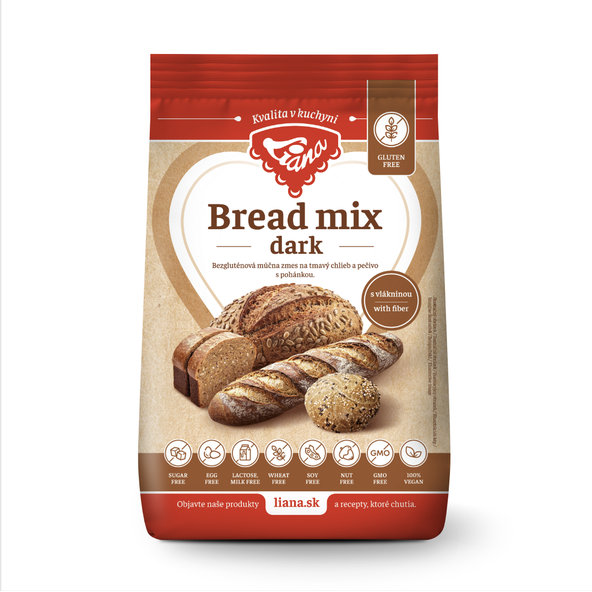 Liana Bread mix dark bezgluténová zmes na tmavý chlieb a pečivo 1000 g