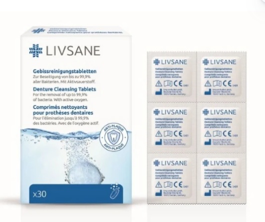 LIVSANE Čistiace tablety na zubné protézy 30 ks