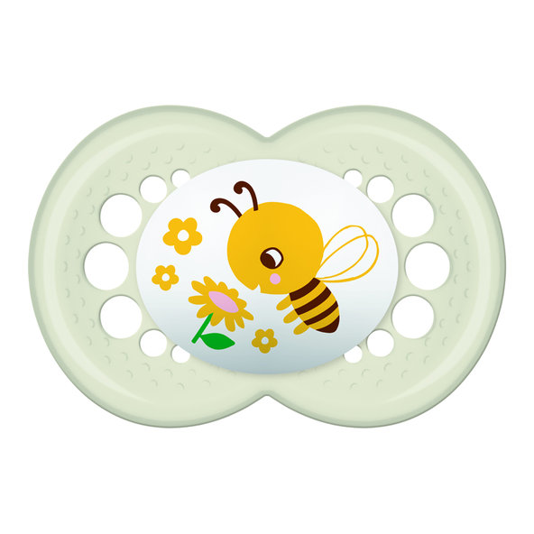 MAM Cumlík Organic garden 6m+, silikón bielá včela