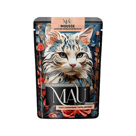 MAU Mousse Sterilised kapsička s lososom a krevetami 85 g