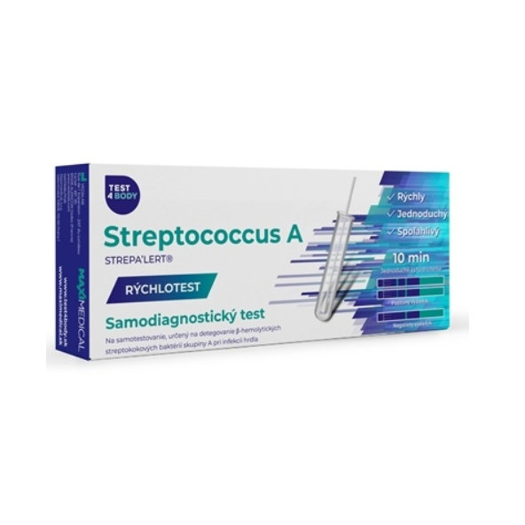 MAXIMEDICAL Rýchlotest Streptococcus A samodiagnostický test steru zo sliznice hrdla 1 set