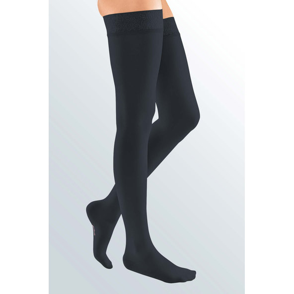 MAXIS Mediven Elegance stehenné pančuchy 5+ N krajka platinum modrá