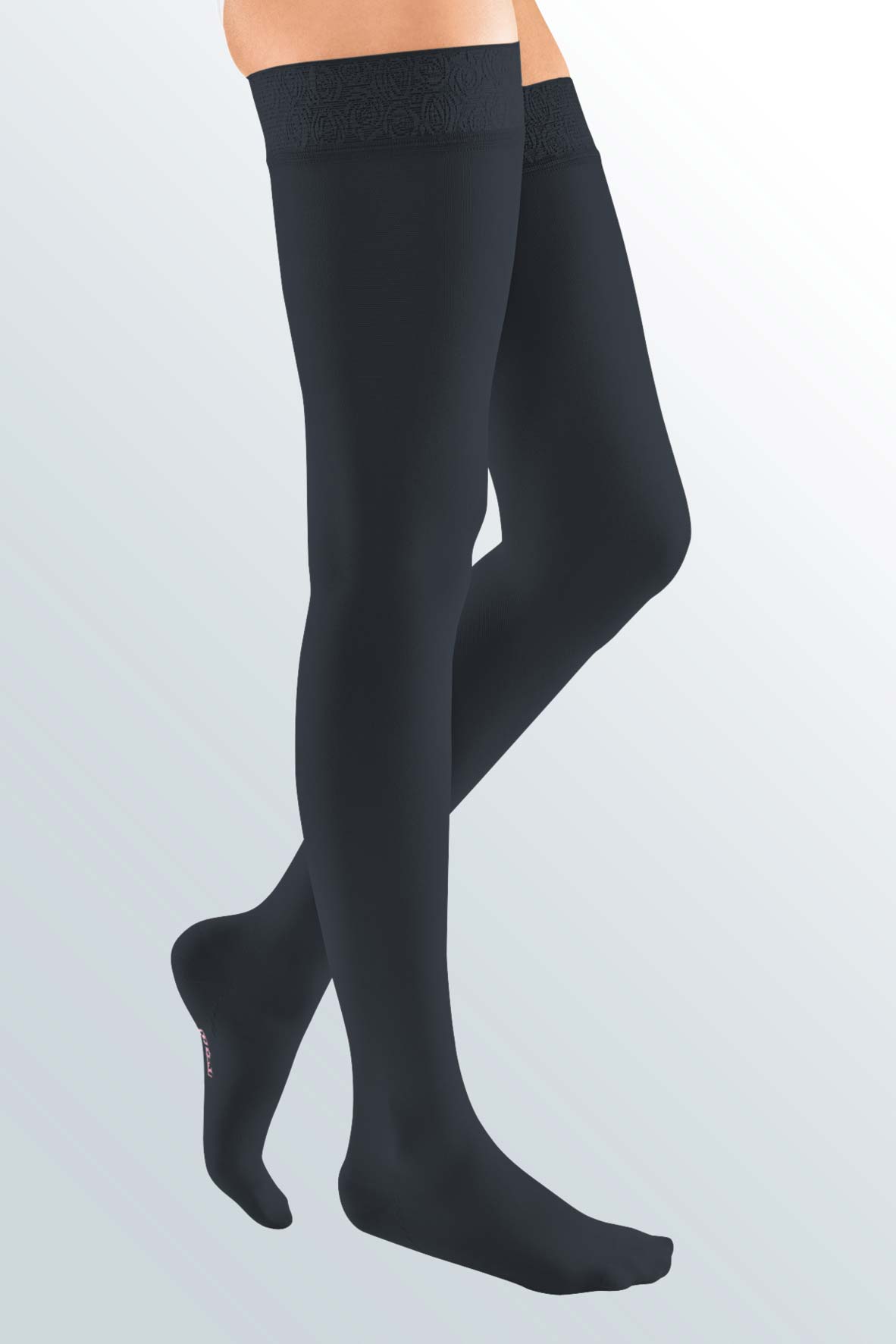 MAXIS Mediven Elegance stehenné pančuchy 5+ N krajka platinum modrá