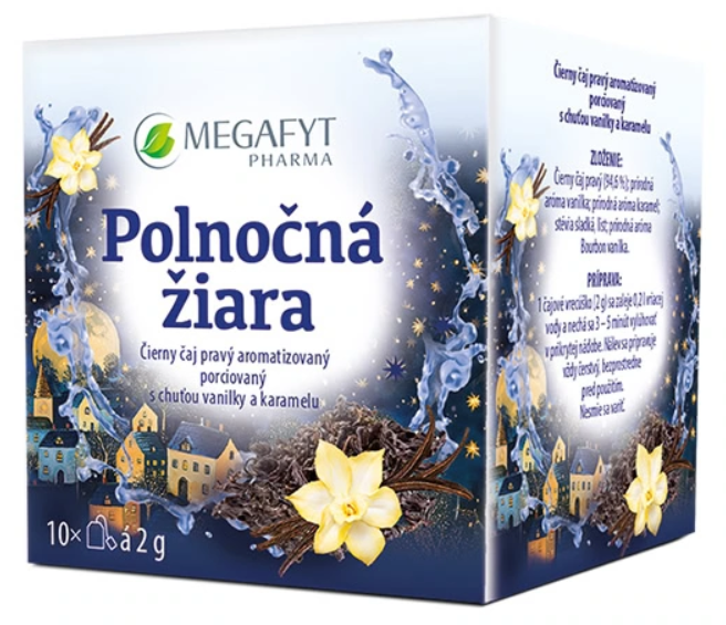 MEGAFYT Polnočná žiara čierny čaj s chuťou vanilky a karamelu porciovaný 10x2g kúpite na Najlekaren.eu