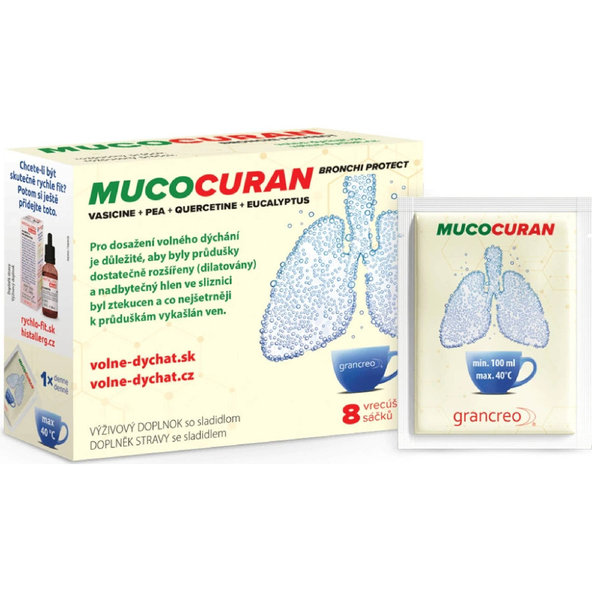 MUCOCURAN výživový doplnok pri strate hlasu 8 vrecúšok