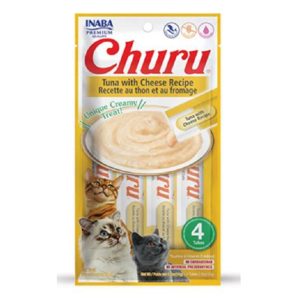 Maškrta pre mačky Inaba Churu Pyré cat Tuniak so syrom 4tuby, 56g