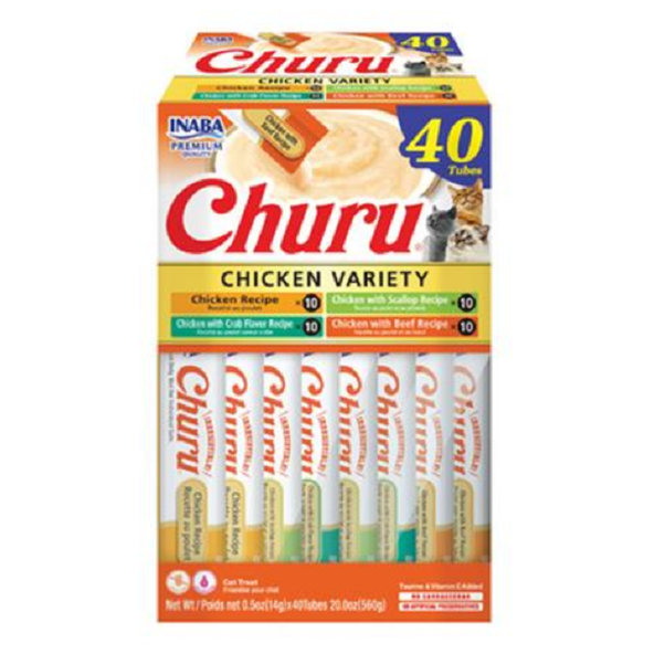 Maškrta pre mačky Inaba Churu cat Kura 4 príchute 40túb, 560g