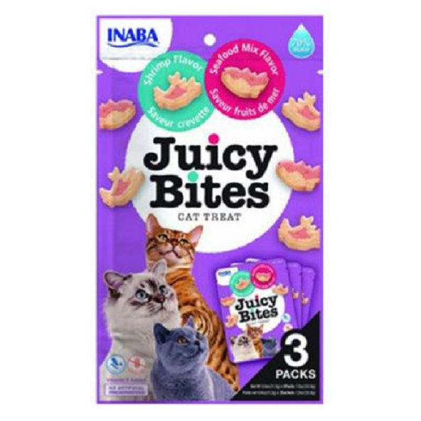 Maškrta pre mačky Inaba Juicy Bites cat Krevety & Plody mora 3x11,3g