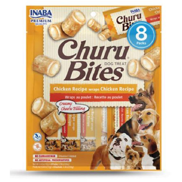 Maškrta pre psy Inaba Churu Bites dog Kura 8túb 96g