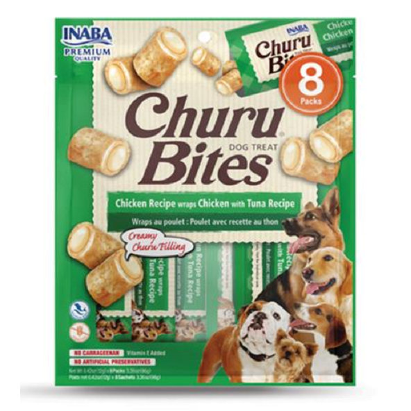 Maškrta pre psy Inaba Churu Bites dog Kura s tuniakom 8túb 96g