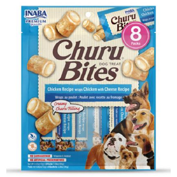 Maškrta pre psy Inaba Churu Bites dog Kura so syrom 8túb 96g