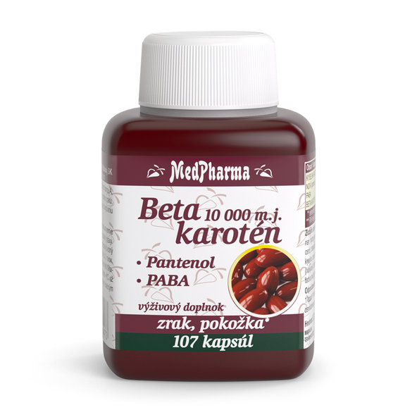 MedPharma BETAKAROTÉN 10 000 m.j.+Pantenol+PABA kapsule 100+7 zadarmo