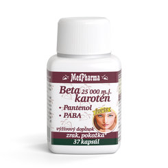MedPharma BETAKAROTÉN 25.000 m.j.+ Pantenol+PABA kapsule 30+7 zadarmo
