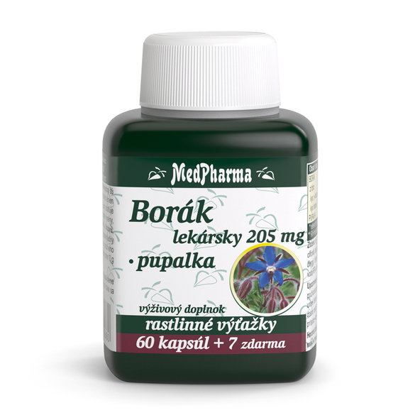 MedPharma BORÁK LEKÁRSKY 205 mg + PUPALKA kapsule 60+7 zadarmo