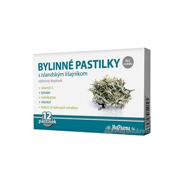 MedPharma BYLINNÉ PASTILKY bez cukru 12 ks