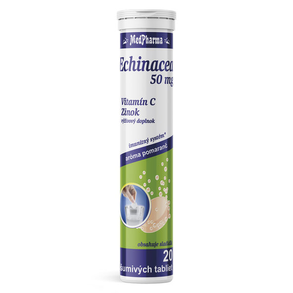 MedPharma ECHINACEA 50 mg + vitamín C + Zinok šumivé tablety 20 ks