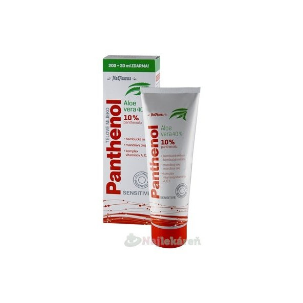 MedPharma PANTHENOL 10% TELOVÉ MLIEKO Sensitive s Aloe vera 200+30 ml zadarmo