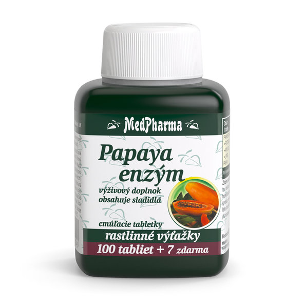 MedPharma PAPAYA ENZÝM cmúľacie pastilky 100+7 zadarmo