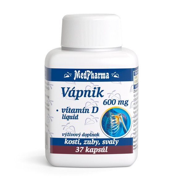 MedPharma VÁPNIK 600 mg + Vitamín D liq. kapsule 30+7 zadarmo