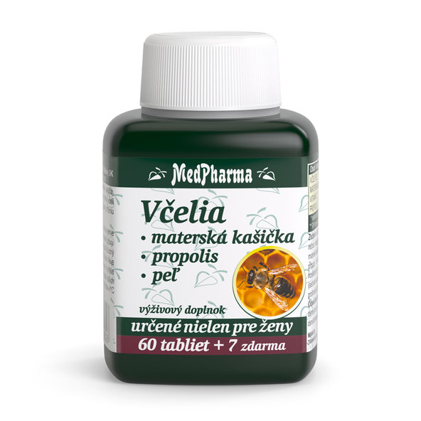 MedPharma VČELIA MATERSKÁ KAŠIČKA + PROPOLIS + PEĽ tablety 60+7 zadarmo