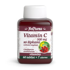 MedPharma VITAMÍN C 500MG so šípkami tablety s postupným uvoľňovaním 60+7 zadarmo
