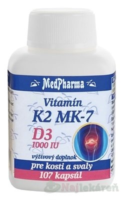 MEDPHARMA VITAMÍN K2 MK-7 + D3 1000 IU, 107 kapsúl kúpite na Najlekaren.eu