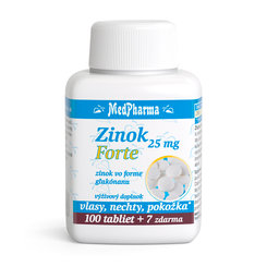 MedPharma ZINOK 25 mg Forte (zinok vo forme glukonátu) tablety 100+7 zadarmo