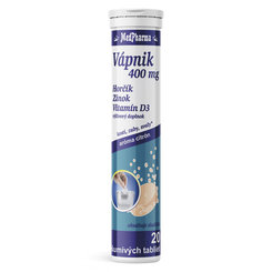 Medpharma VÁPNIK 400mg, horčík, zinok, VITAMÍN D 20 šumivých tabliet
