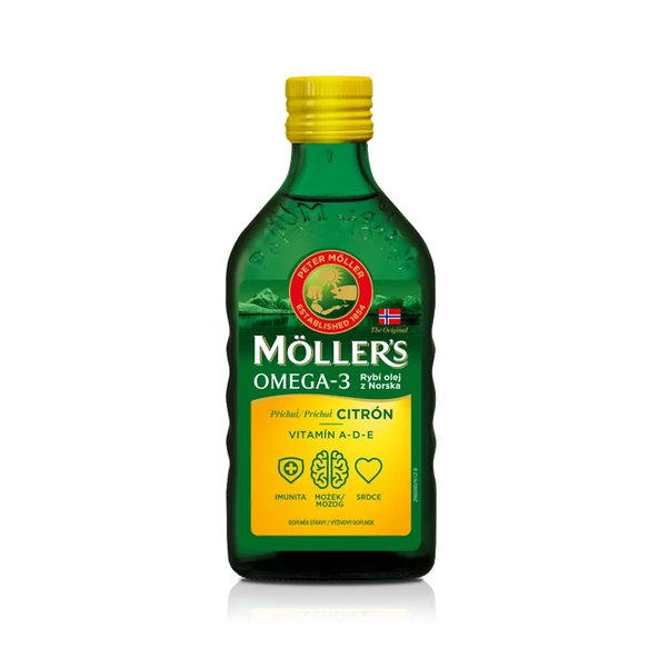MOLLER´S Omega 3 RYBÍ OLEJ Citrónová príchuť, 250ml