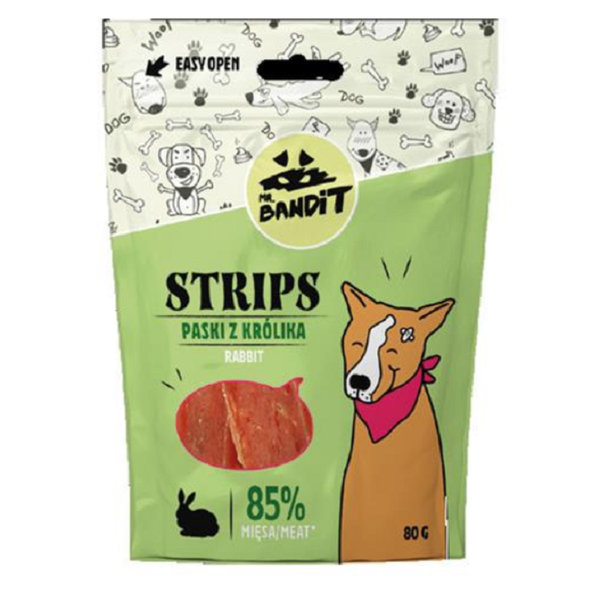 Mr. Bandit rabbit strips - maškrta pre psy 80g