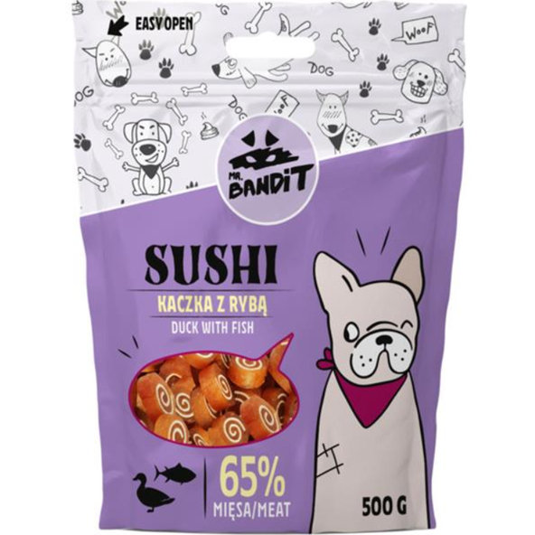 Mr. Bandit sushi duck with fish - maškrta pre psy 500g