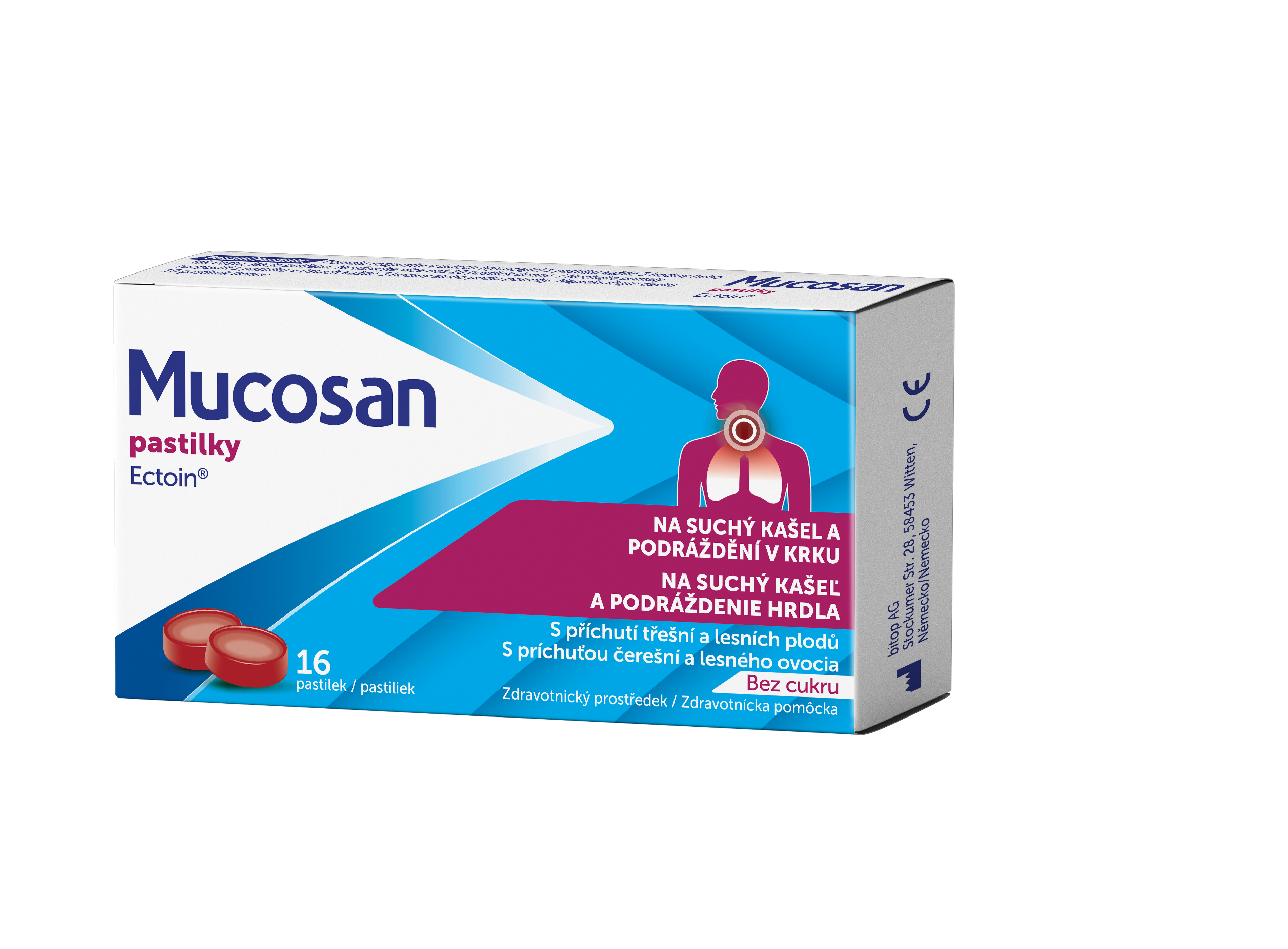 Mucosan bez cukru čerešňa a lesné ovocie 16 pastiliek kúpite na Najlekaren.eu
