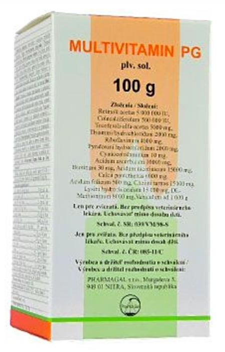 Multivitamín PG práškový pre všetky druhy zvierat 100 g