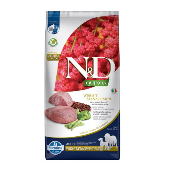 Krmivo N&D Dog Adult Quinoa Weight Management Lamb & Broccoli 7kg