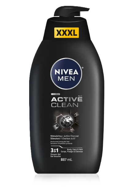 NIVEA Men Active Clean sprchový gél pre mužov 887 ml