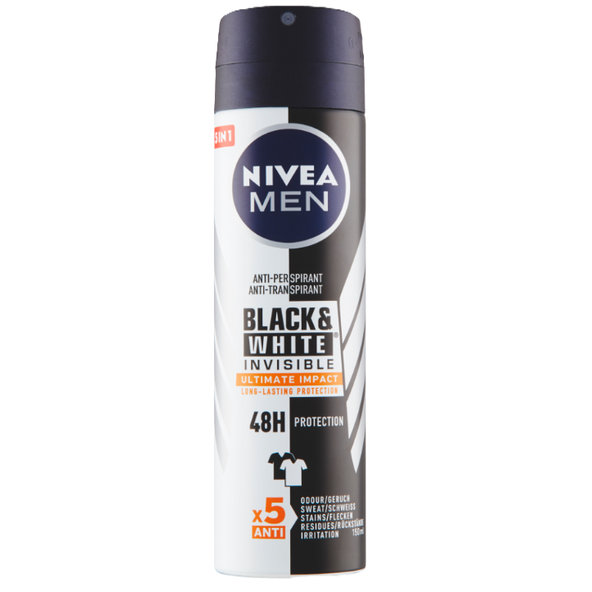 NIVEA Sprej antiperspirant pre mužov Black & White Ultimate Impact 150 ml