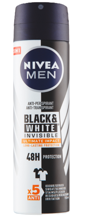 NIVEA Sprej antiperspirant pre mužov Black & White Ultimate Impact 150 ml