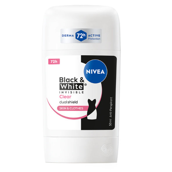 NIVEA Tuhý antiperspirant Black & White Invisible Clear 50 ml
