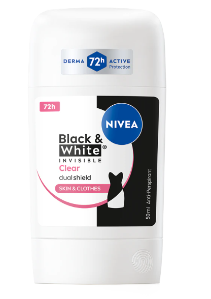 NIVEA Tuhý antiperspirant Black & White Invisible Clear 50 ml