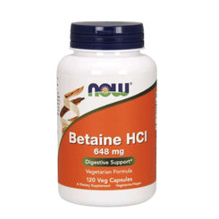 NOW FOODS Betaín HCl 648mg 120 kapsúl