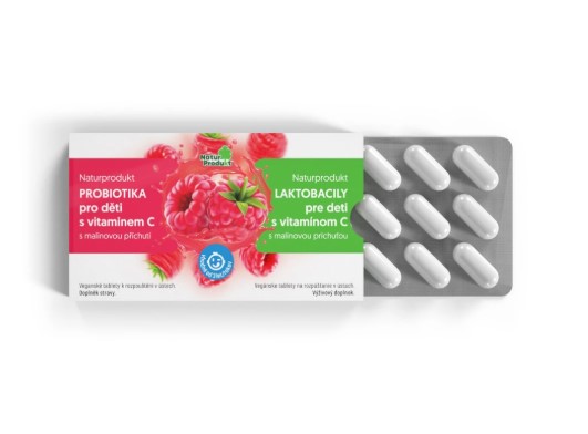 NaturProdukt LAKTOBACILY pre deti s vitamínom C s malinovou príchuťou 15 tabliet