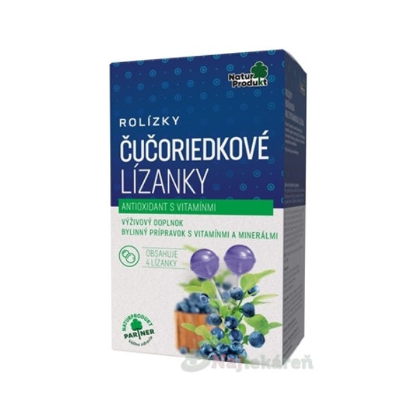 NaturProdukt ROLÍZKY Čučoriedkové Lízanky antioxidant s vitamínmi 4ks