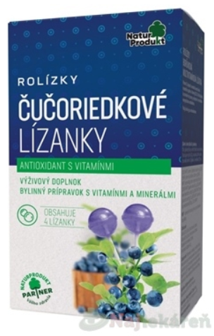 NaturProdukt ROLÍZKY Čučoriedkové Lízanky antioxidant s vitamínmi 4ks