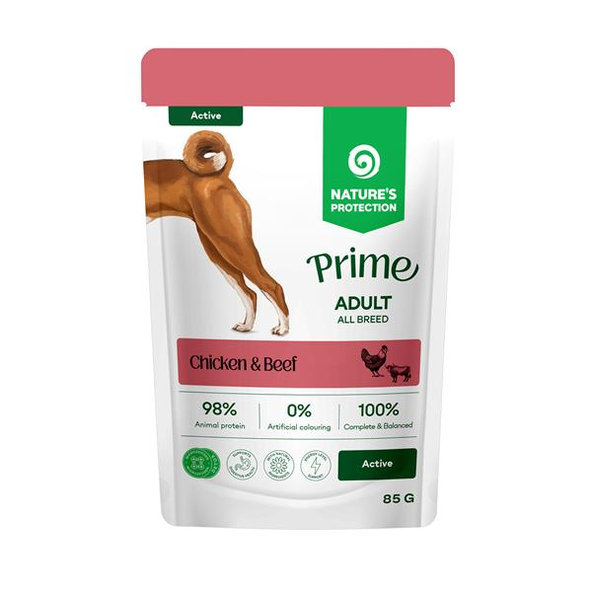Natures Protection Prime KAPSIČKA dog adult active chicken&beef kapsička pre psy 85 g