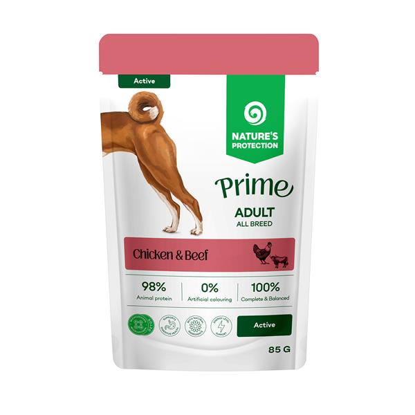 Natures Protection Prime KAPSIČKA dog adult active chicken&beef kapsička pre mačiatka 85 g