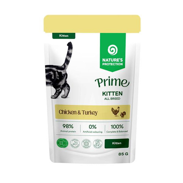 Natures Protection Prime cat kitten GF chicken&Turkey kapsička pre mačiatka 85 g