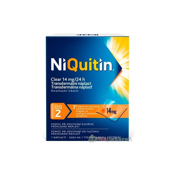 NiQuitin Clear 14mg náplasti proti fajčeniu 7ks